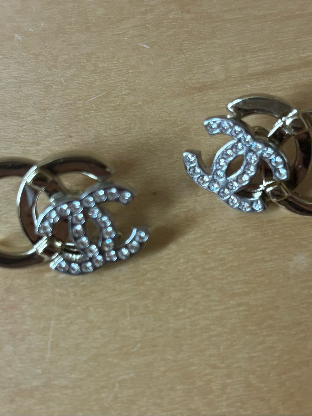 Crystal CC Logo Hoop Earrings - Gold Tone